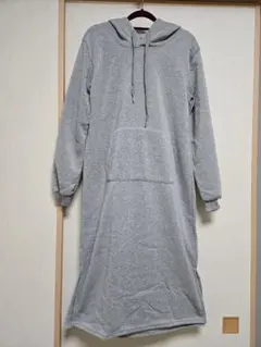 ロングパーカーワンピ Mサイズ ライトグレー