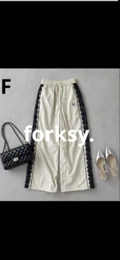 n653【forksy.】レースシアーライントラックパンツのサムネイル