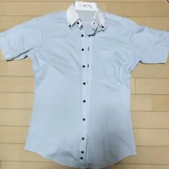 ORIHICA 半袖シャツ ライトブルー ストライプ