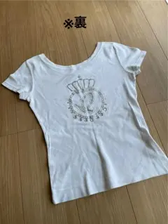 ★平成ギャル　ホワイトラインストーン ピチTシャツ