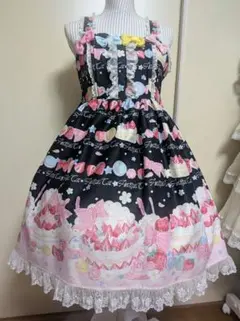 ロリータジャンスカ　ストロベリー ケーキ マカロン柄♥カチューシャセット