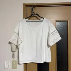 レーススリーブ ホワイト Tシャツ 半袖
