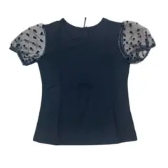 ジェンヌ　シフォン ドット柄 パフスリーブ Tシャツ Lサイズのサムネイル