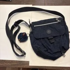Kipling ショルダーバッグ ネイビー 猿チャーム付き