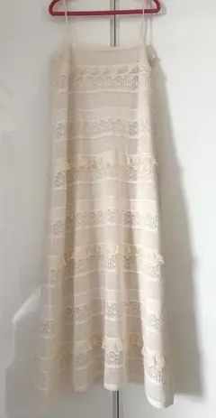ZARAアイボリー レース編み キャミワンピース M