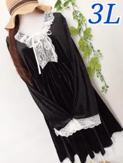 ＊新品＊花柄レース付き*膝丈ワンピース　大きいサイズ　レディース