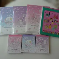 新品未使用★サンリオ＆ディズニープリンセスメモ帳4冊＆レターセット