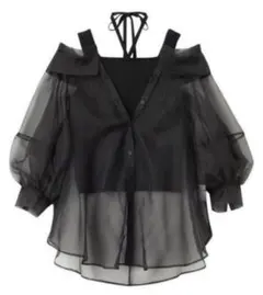 COCODEAL オーガンジーシャツ ニットタンクトップセット　透け感　シアー