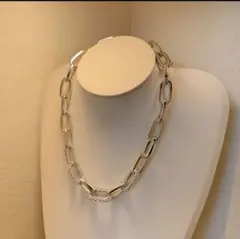 ハードウェアネックレス　シルバーゴールドチェーン　ストーン装飾　在庫あり