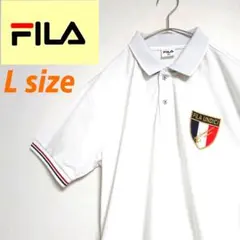 FILA フィラ 白色 ポロシャツ ARTワッペン ワンポイントロゴ