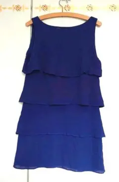 ザラ　ミニ丈　ノースリーブワンピース　段フリル　サイズM