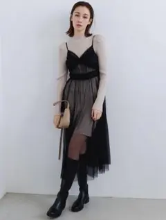SNIDEL チュールキャミ×ニットワンピース