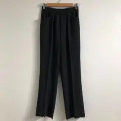 ブラック ストレートパンツ Lサイズ 伸縮性あり イージーパンツ シンプル 無地