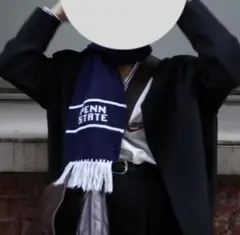 PENN STATE ネイビー マフラー フリンジ付き 古着
