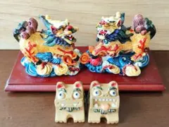 台湾 シーサー 陶器製 獅子像 置物 2体セット - メルカリ
