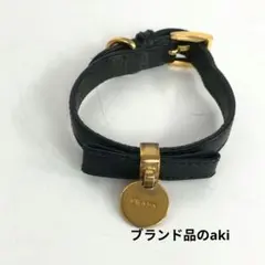 PRADA プラダ サフィアーノ レザー ブレスレット ロゴチャーム 黒のサムネイル