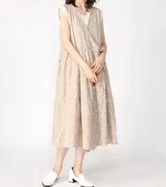 【SALE中】サマンサモスモス レモン柄刺繍カシュクールワンピース ベージュ