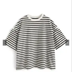 ボーダー柄ショルダースリットTシャツ[fo1785]のサムネイル