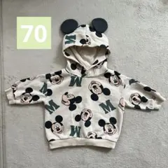 H&M ミッキーマウス柄 フード付き薄手トレーナー 70cm