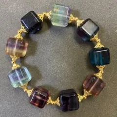 高級品　フローライト ブレスレット レインボー　パワーストーン 天然石　B92