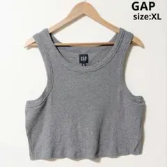 ​GAP ギャップ リブ クロップド タンクトップ グレー XL【美品】