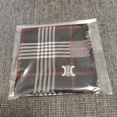 CELINE ハンカチ チェック柄 マカダム刺繍 ブラック
