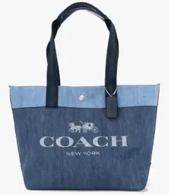 COACHコーチ大容量34デニムブルーカーゴトートバッグ - メルカリ
