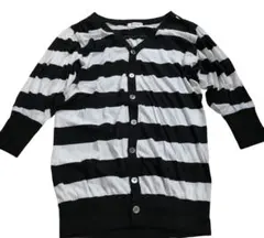 オールシーズン【ZUCCa】コットン薄手ボーダーカーディガン パフスリーブ