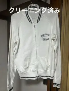 【ポロジーンズ】ラルフローレン フルジップ コットンニットカーディガン白 L