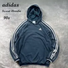 90s adidas 国旗タグ パーカー ビンテージ スウェット色落ち鬼フェード