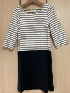 Anatelier 7分袖　膝丈　ワンピース　パール付き　春秋　38号