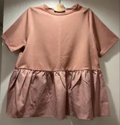 【Pierrot】異素材ドッキング　半袖ペプラムトップスのサムネイル