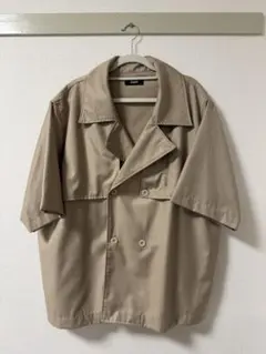 KUUUPY ベージュ ダブルブレスト 半袖シャツ Mサイズのサムネイル