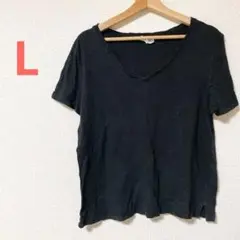 黒のVネックTシャツ　L