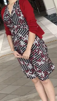 ラップワンピース 膝丈 黒 ブラック S 半袖　DVF風