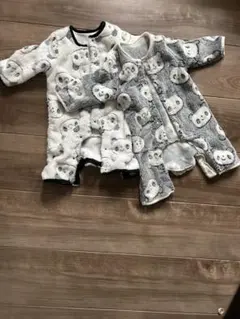 パンダ柄ロンパース 2点セット