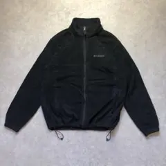 00sコロンビアフルジップフリースジャケット 刺繍ロゴドローコードブラック
