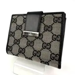 GUCCI グッチ GG柄 二つ折り財布 レザー キャンバス ブラック