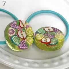 キッズヘアゴム　2個セット　フルーツレモンソーダ　レジン　ハンドメイド　水色