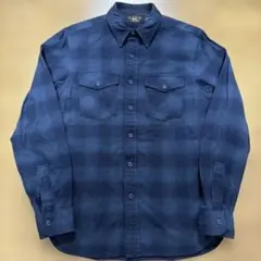 未使用】RRL(ダブルアールエル) オンブレチェックネルシャツ XL