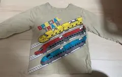 薄手Tシャツ 新幹線 乗り物 ベージュ サイズ100