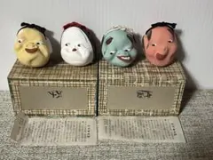 【希少4体フルセット】佐渡 のろま土鈴 元祖 清水半平 しおり付 郷土玩具
