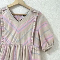 MILKFED ワンピース　マルチストライプ　フリル　Fのサムネイル