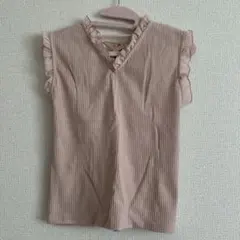 エムズエキサイト リブフリルノースリーブトップス