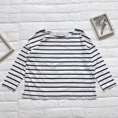 GAP ギャップ 長袖 カットソー ホワイト ネイビー ボーダー柄 XSサイズ