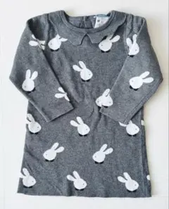 Jacadi ウサギ柄 長袖　ニットワンピース 36M 96cm