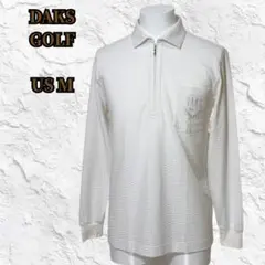 ✨美品✨ダックスゴルフ 凹凸編み ハーフジップ長袖ポロ(M) 白 日本製のサムネイル
