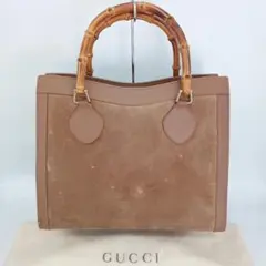 GUCCI グッチ ダイアナ バンブー ハンドバッグ ブラウン スエード