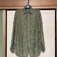 VERMEIL par iena スカラップカラーシャツ レースシャツ イエロー 