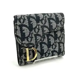 未使用級✨ Dior ディオール トロッター サドル 二つ折り財布 ネイビーのサムネイル